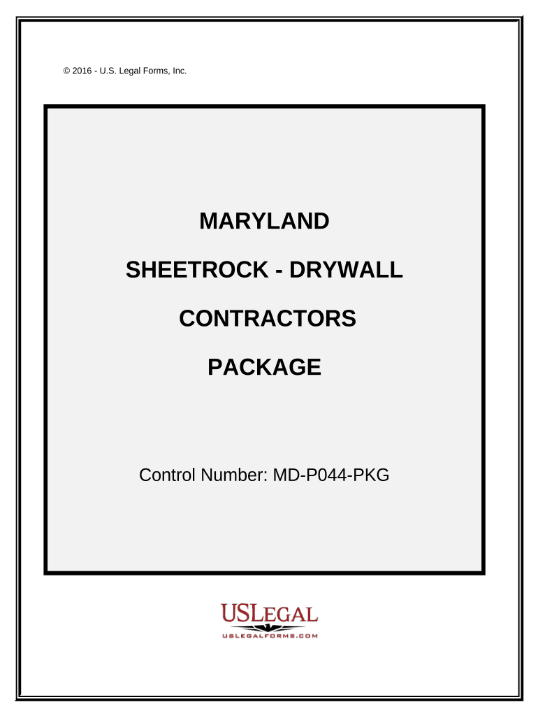 Sheetrock Drywall Contractor Package Maryland  Form
