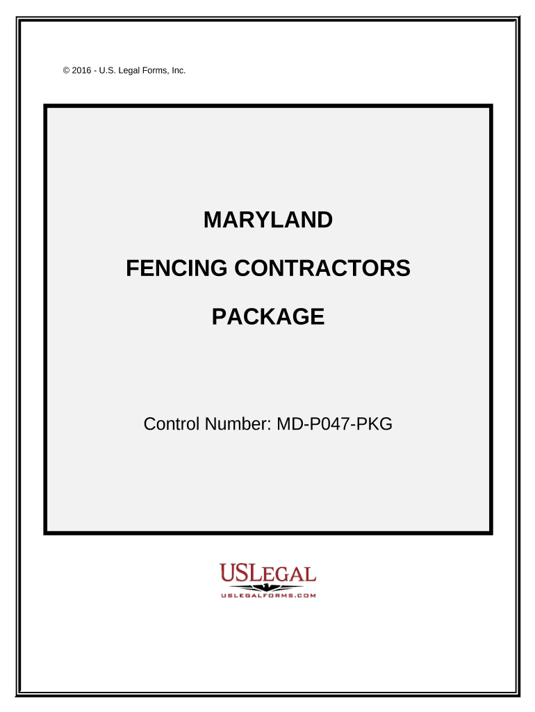 Fencing Contractor Package Maryland  Form