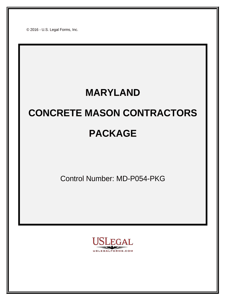 Concrete Mason Contractor Package Maryland  Form