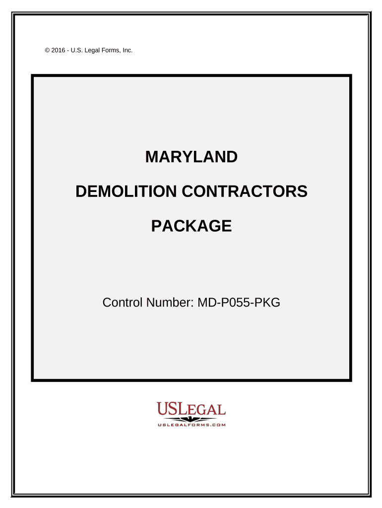Demolition Contractor Package Maryland  Form