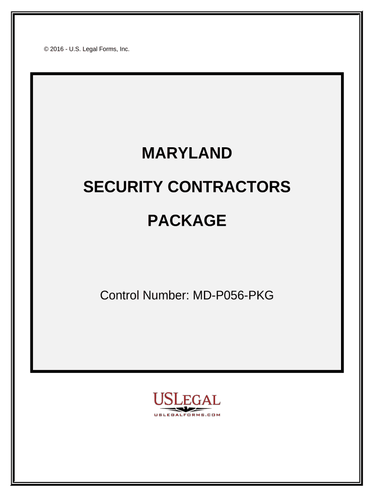 Security Contractor Package Maryland  Form