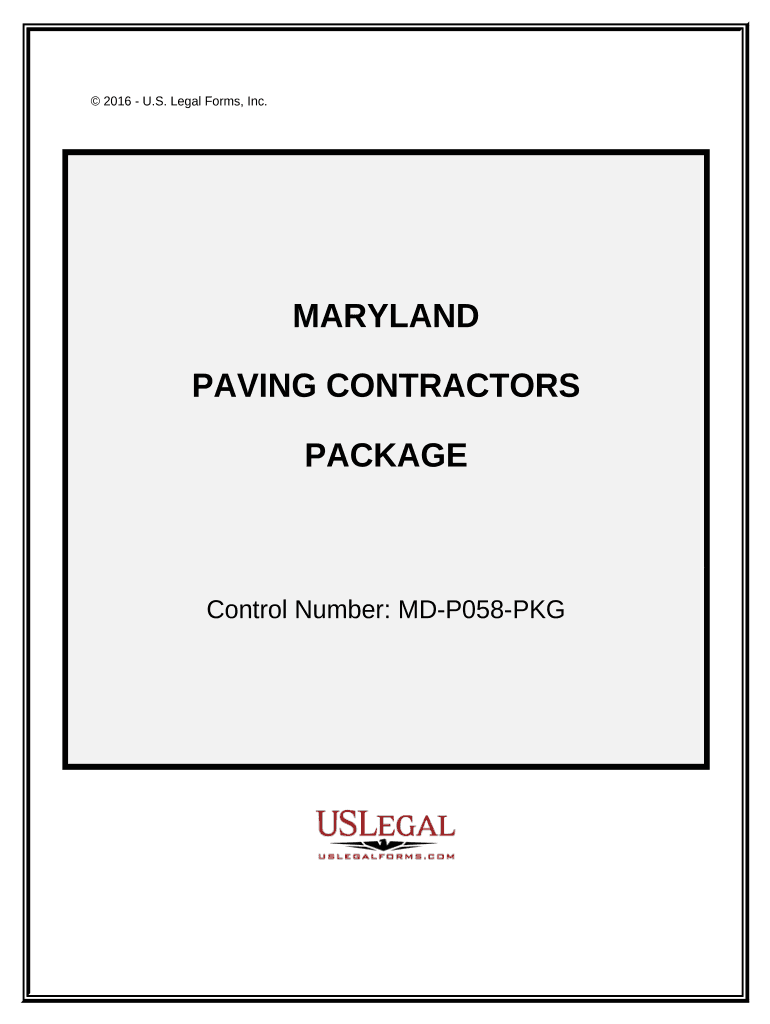 Paving Contractor Package Maryland  Form