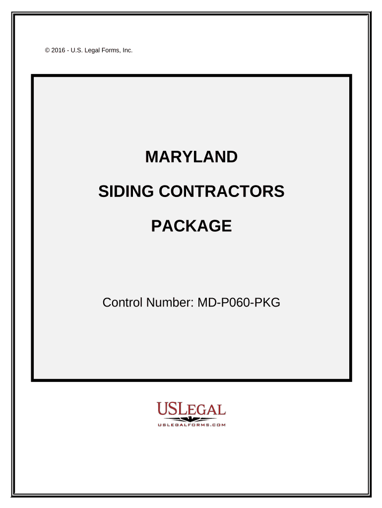 Siding Contractor Package Maryland  Form