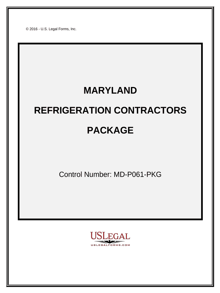 Refrigeration Contractor Package Maryland  Form