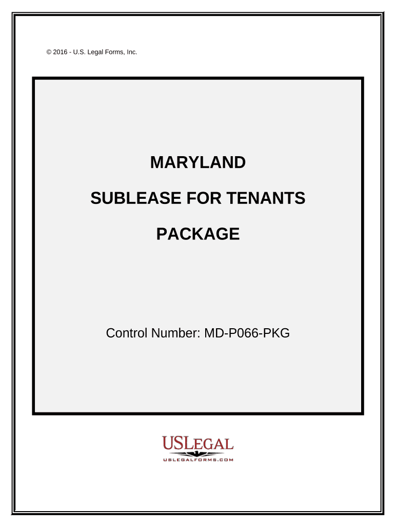 Landlord Tenant Sublease Package Maryland  Form