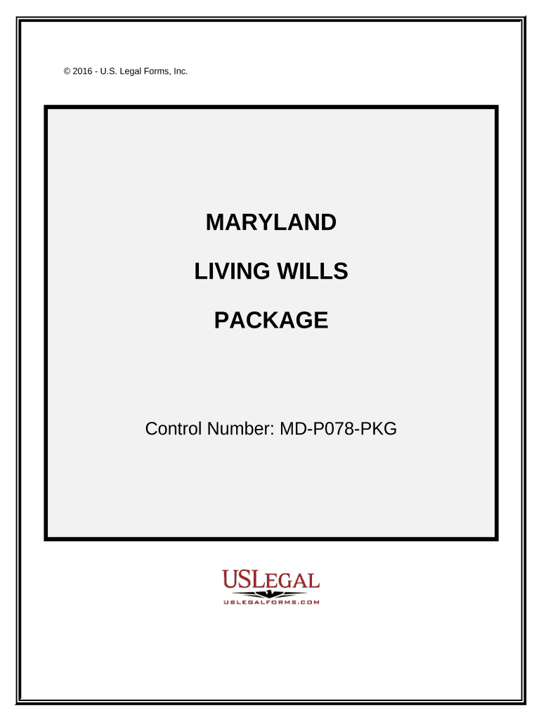 Living Wills and Health Care Package Maryland  Form