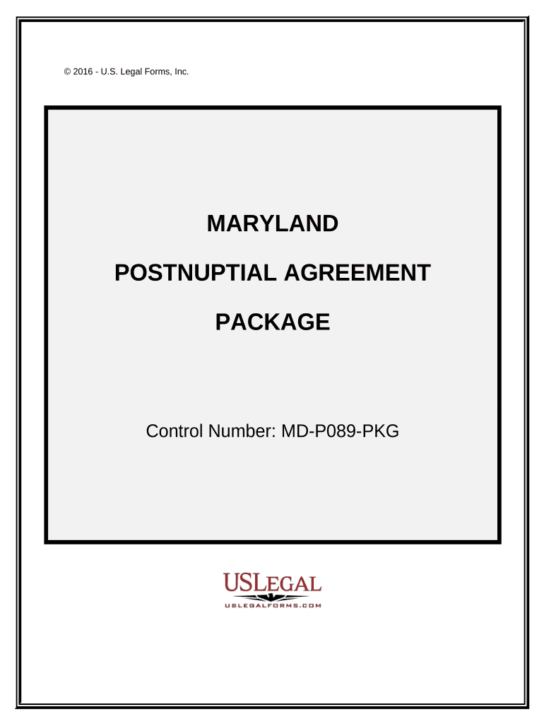 Postnuptial Agreements Package Maryland  Form