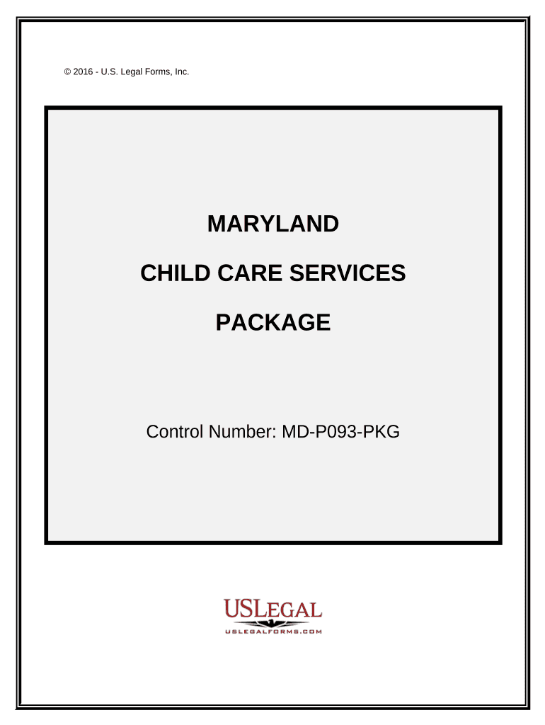 Child Care Services Package Maryland  Form