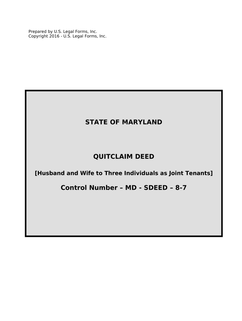 Md Quitclaim Deed  Form