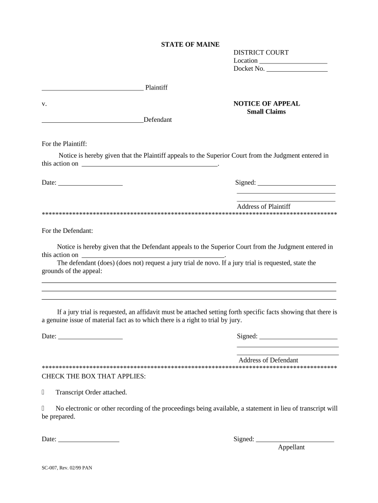 Maine Notice Form