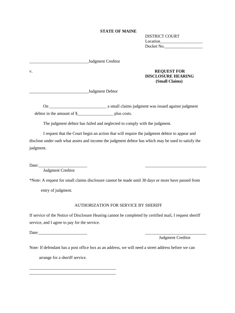 Maine Disclosure Hearing  Form