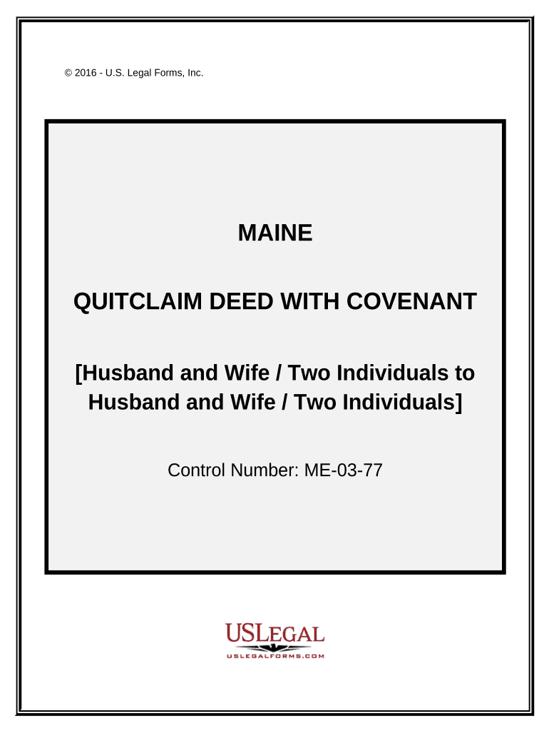 Quitclaim Deed from Husband and Wife, or Two Individuals to Husband and Wife, or Two Individuals Maine  Form