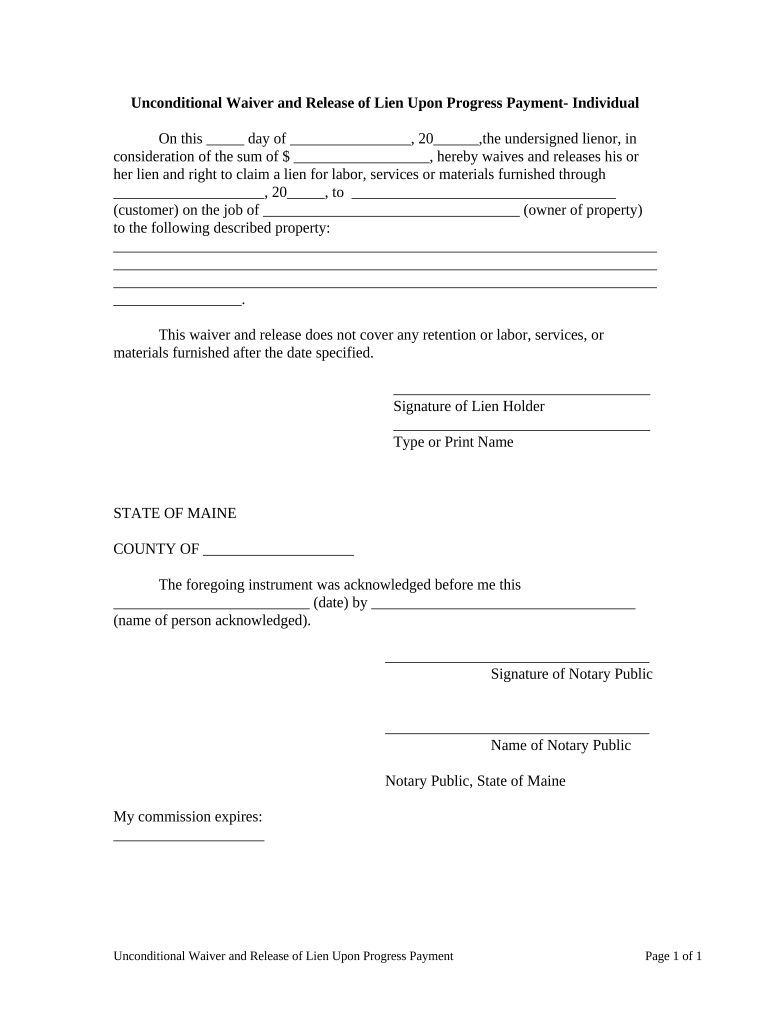 Maine Waiver Form
