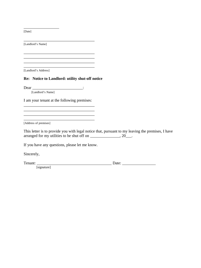 Tenant Utility Notice  Form