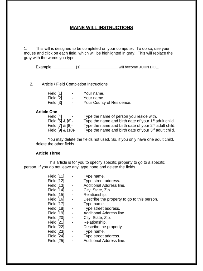 Mutual Wills Package of Last Wills and Testaments for Unmarried Persons Living Together Not Married with Adult Children Maine  Form