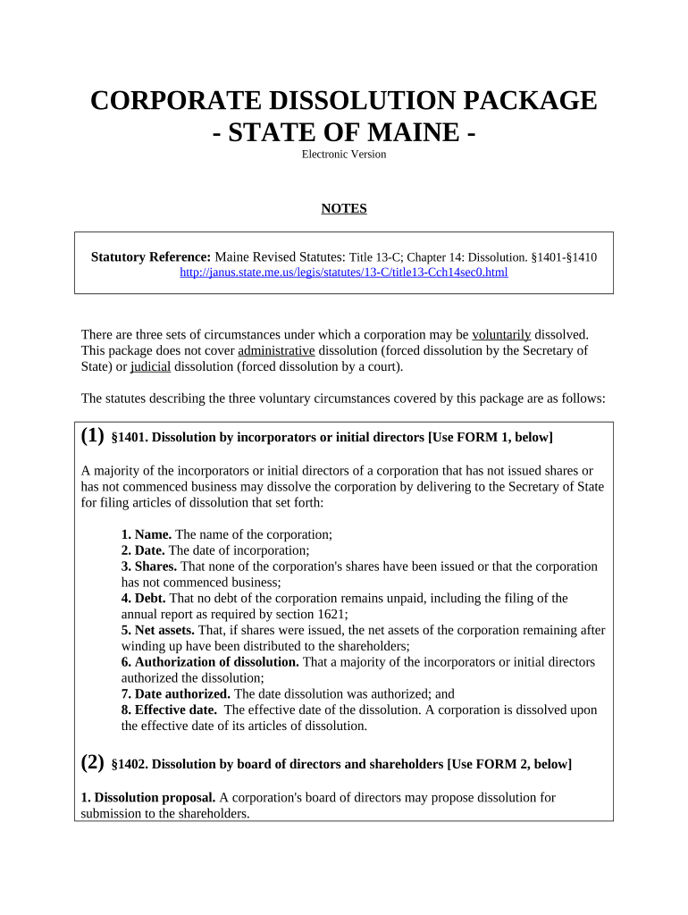 Dissolve Corporation  Form