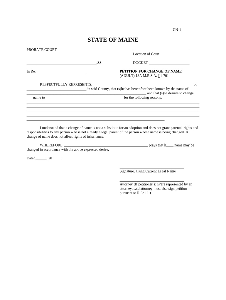 Petition Name Adult  Form