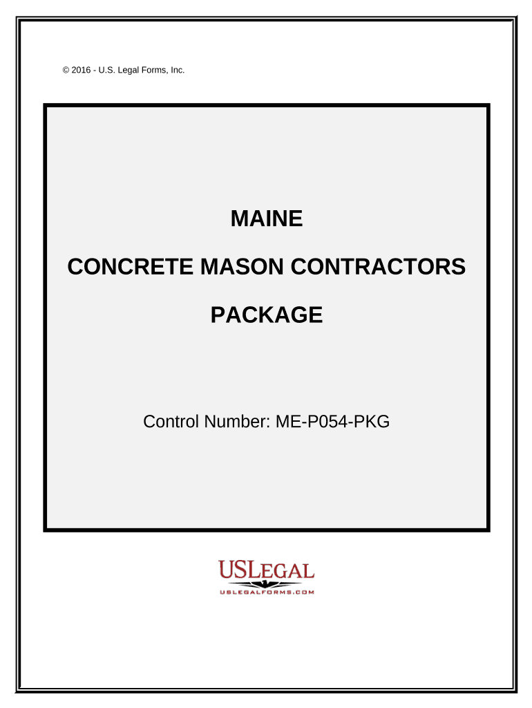 Concrete Mason Contractor Package Maine  Form
