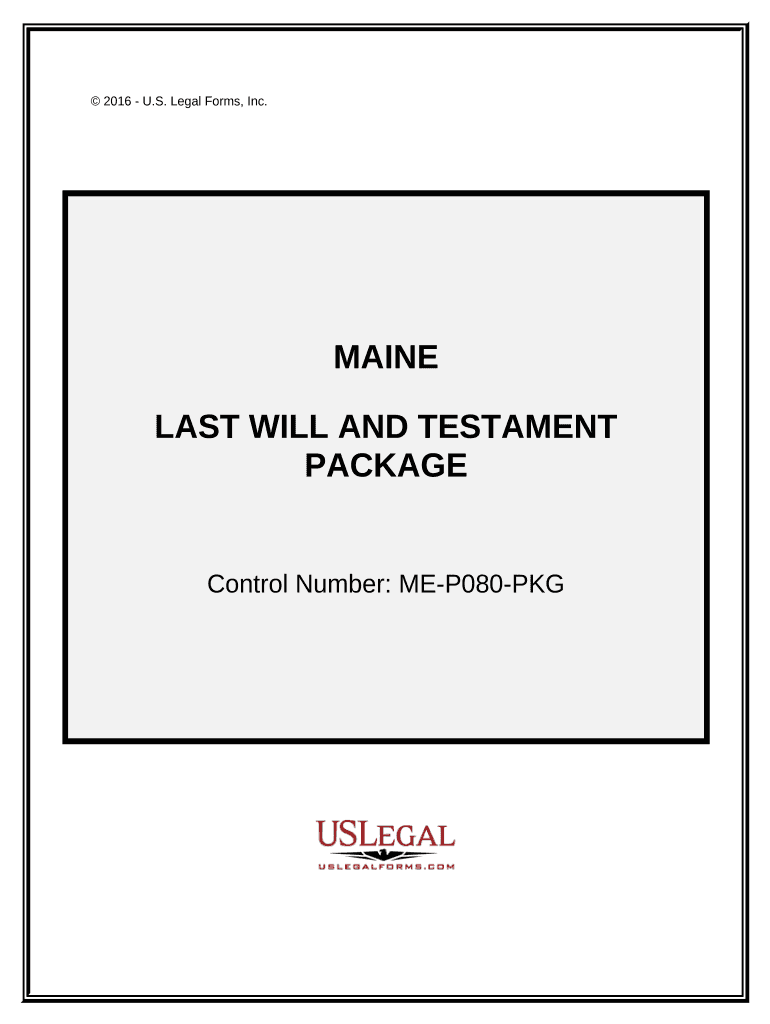 Last Will and Testament Package Maine  Form
