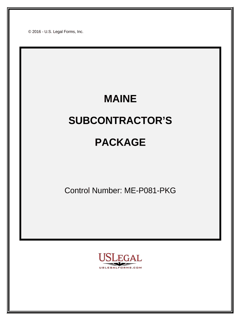 Subcontractors Package Maine  Form