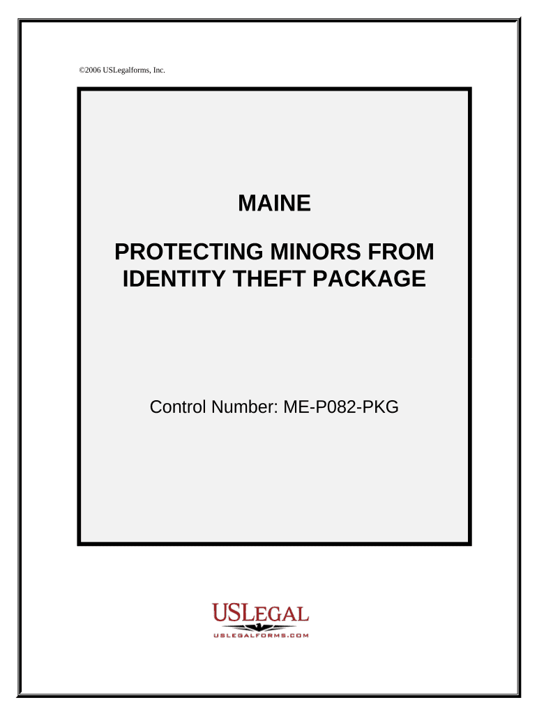 Protecting Minors from Identity Theft Package Maine  Form
