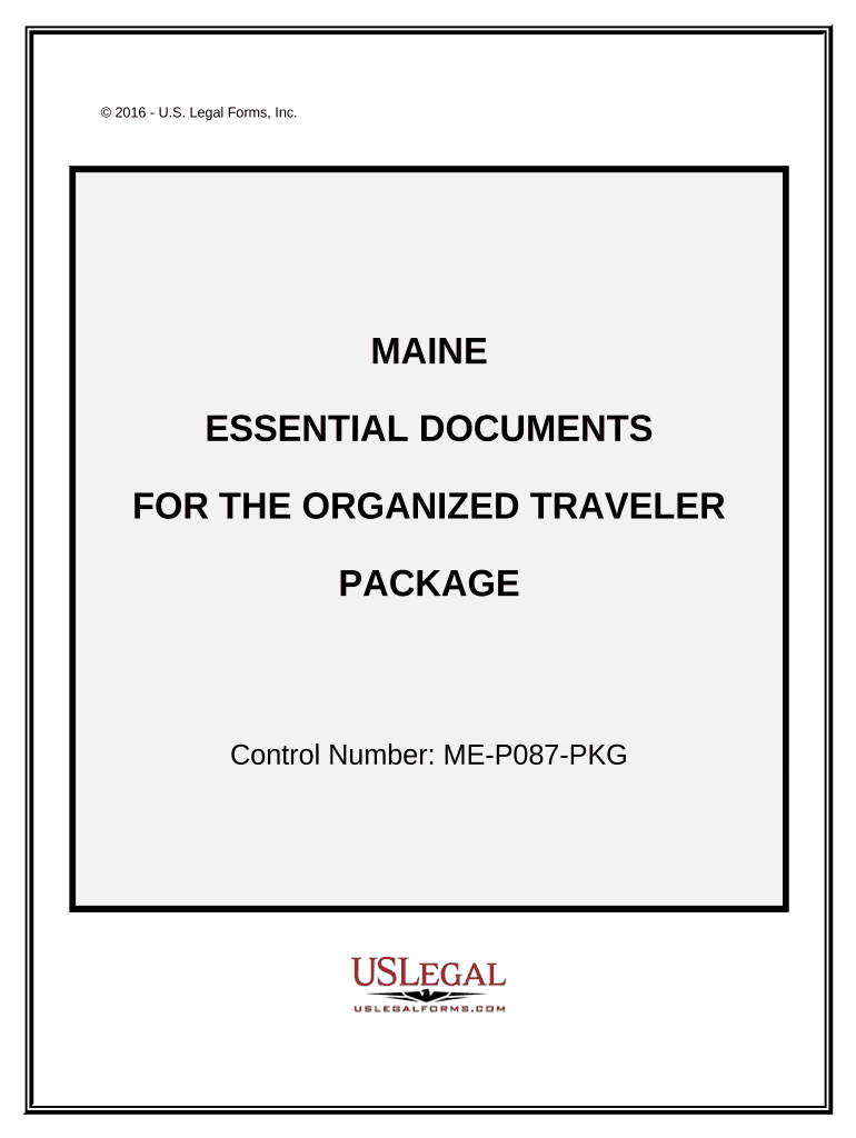 Essential Documents for the Organized Traveler Package Maine  Form