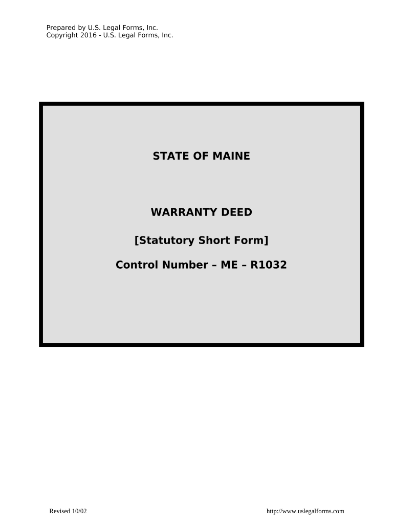 Statutory Warranty Deed Maine  Form
