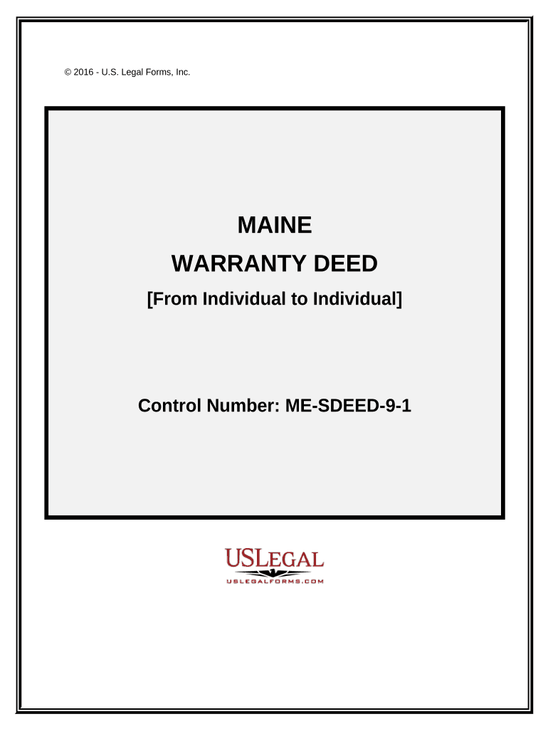Warranty Deed from Individual to Individual Maine  Form