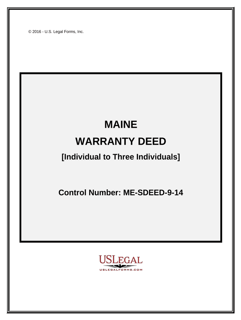 Warranty Deed Individual to Three Individuals Maine  Form