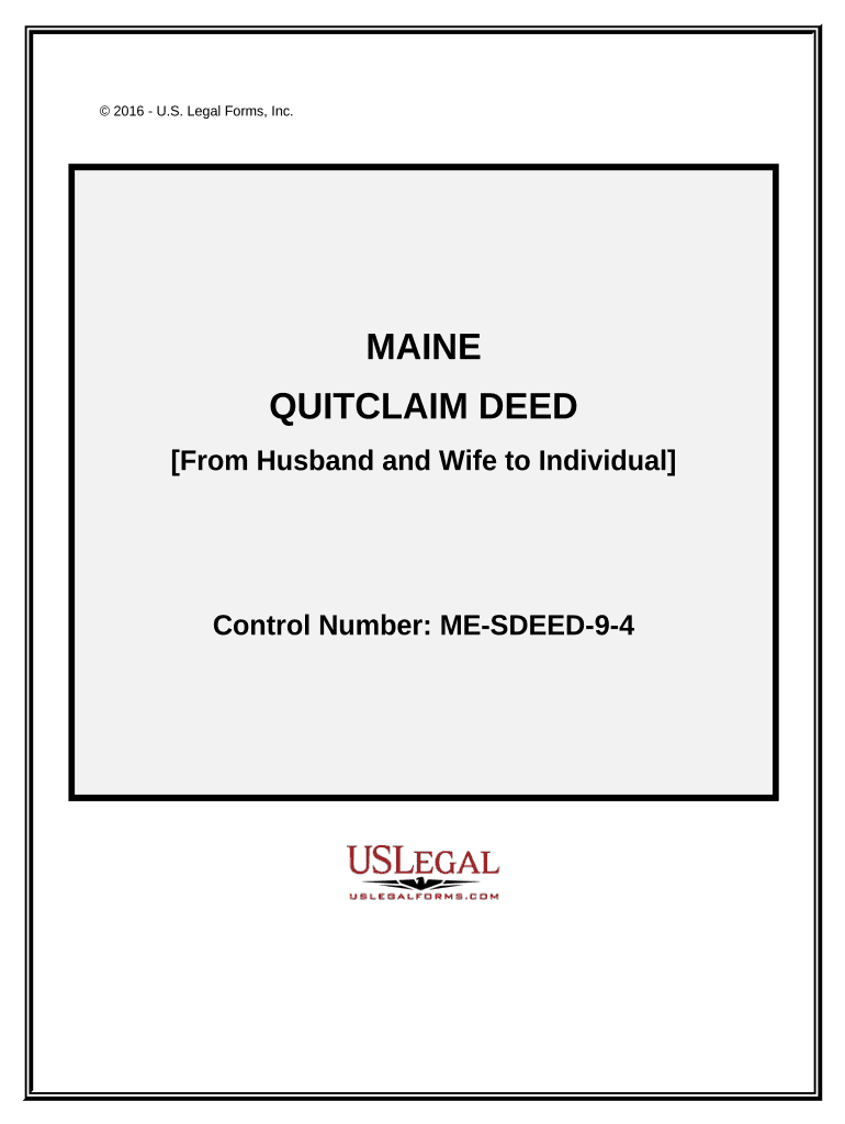 Quitclaim Deed Husband and Wife to Individual Maine  Form