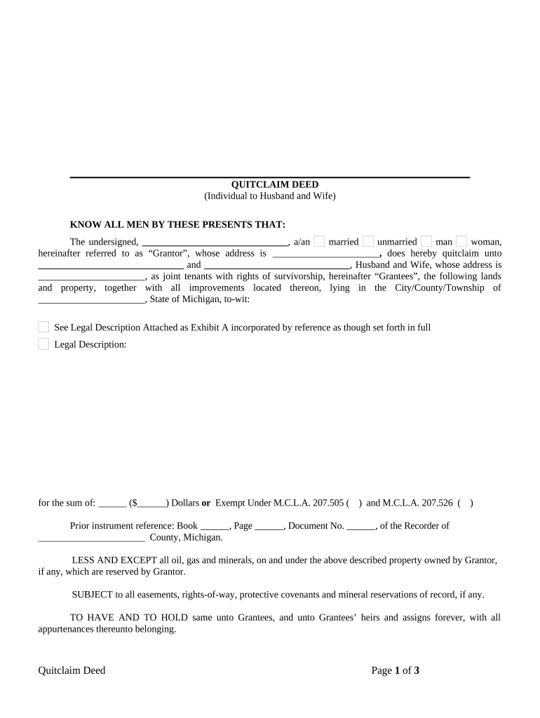 Michigan Husband Wife  Form