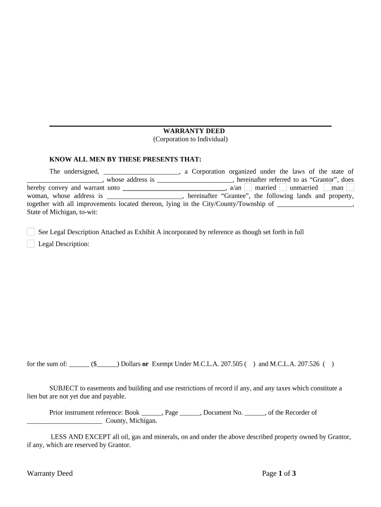 Michigan Corporation  Form