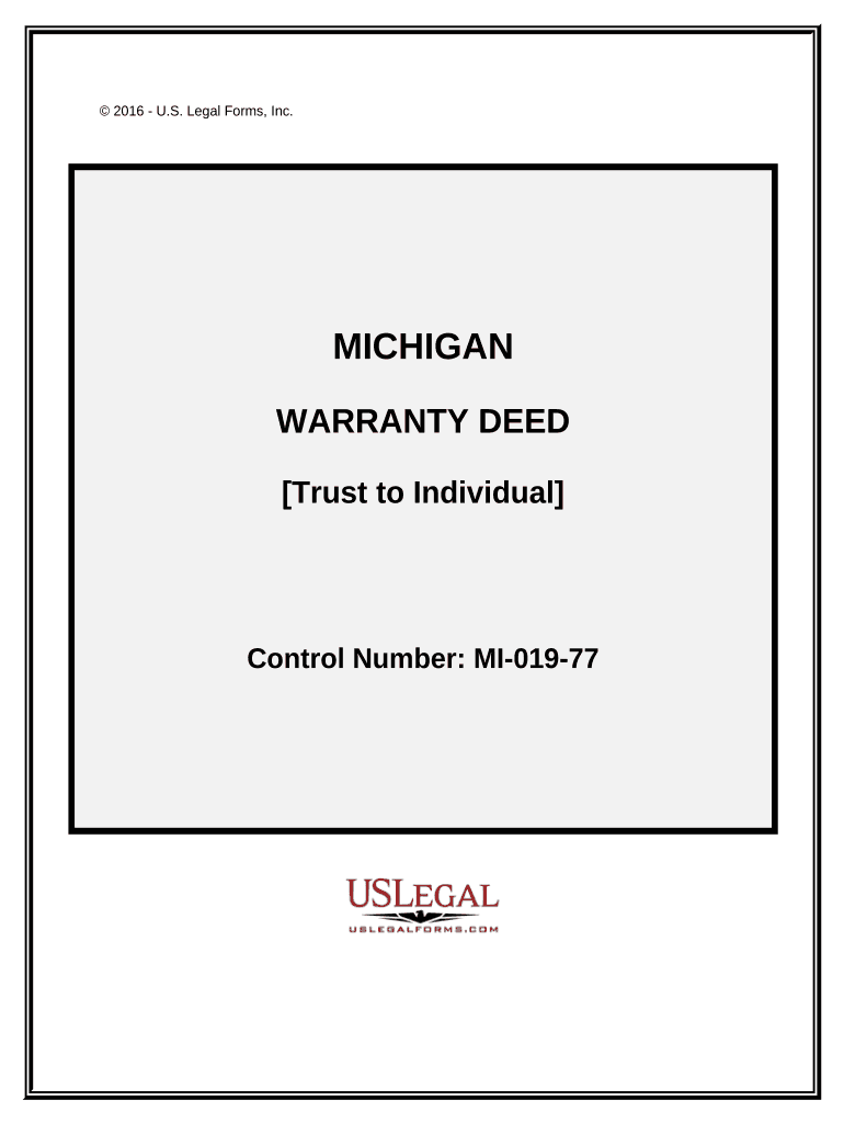 Warranty Deed Trust to Individual Michigan  Form