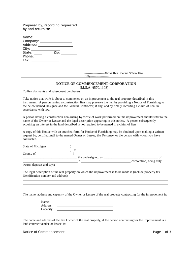 Notice Commencement  Form