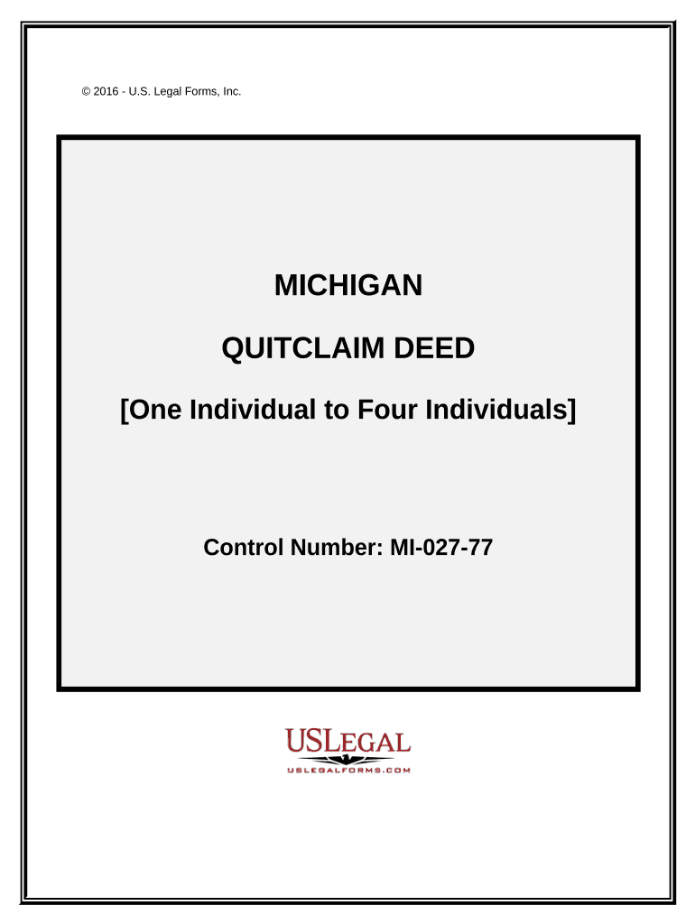 Quitclaim Deed One Individual to Four Individuals Michigan  Form