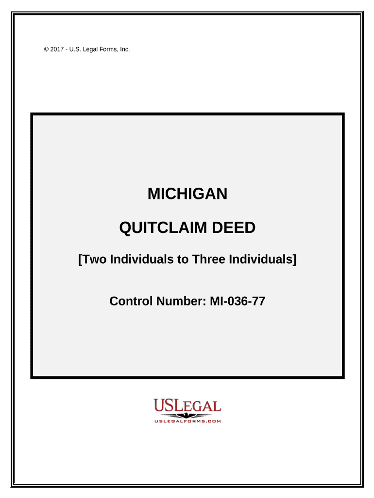 Quitclaim Deed Two Individuals to Three Individuals Michigan  Form