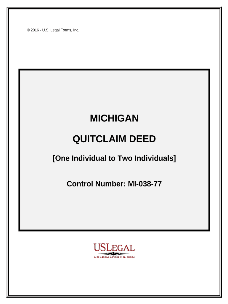 Quitclaim Deed from an Individual to Two Individuals Michigan  Form
