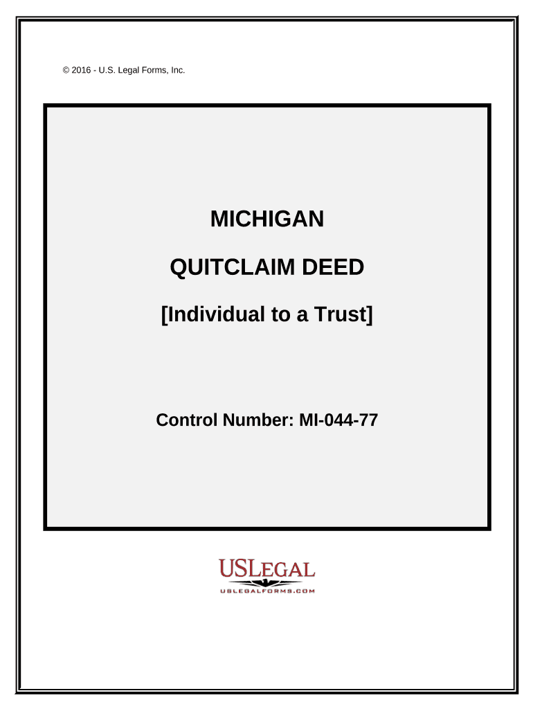 Quitclaim Deed from an Individual to a Trust Michigan  Form