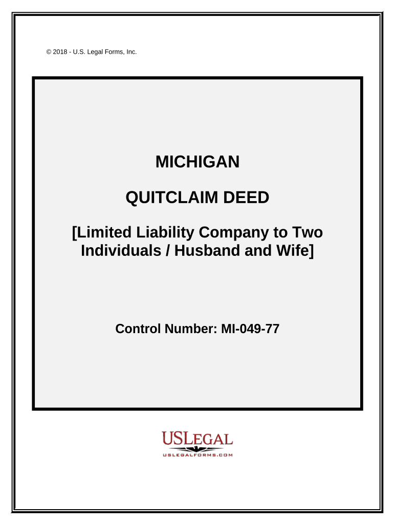 Quitclaim Deed from Limited Liability Company to Two Individuals Husband and Wife Michigan  Form