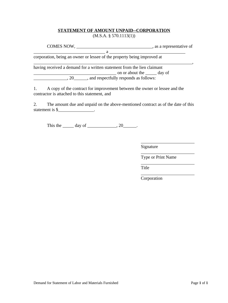 Michigan Corporation Llc  Form