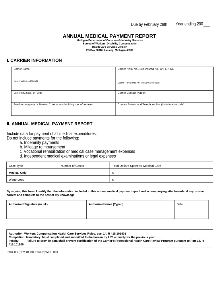 Michigan Annual Report  Form