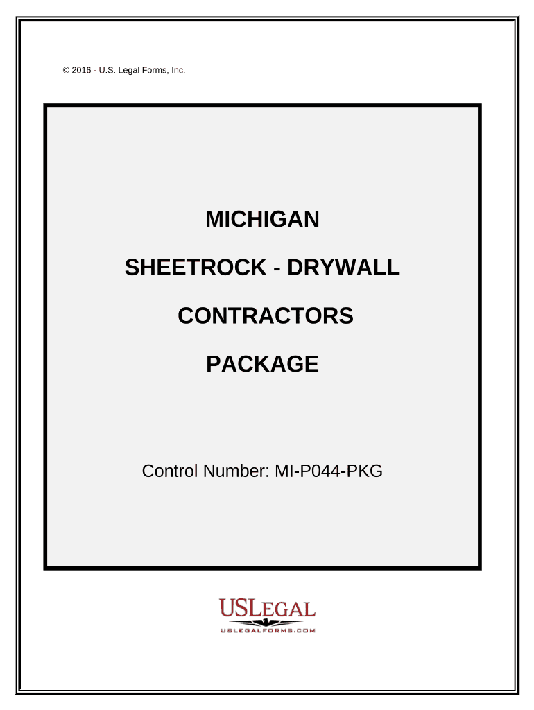 Sheetrock Drywall Contractor Package Michigan  Form