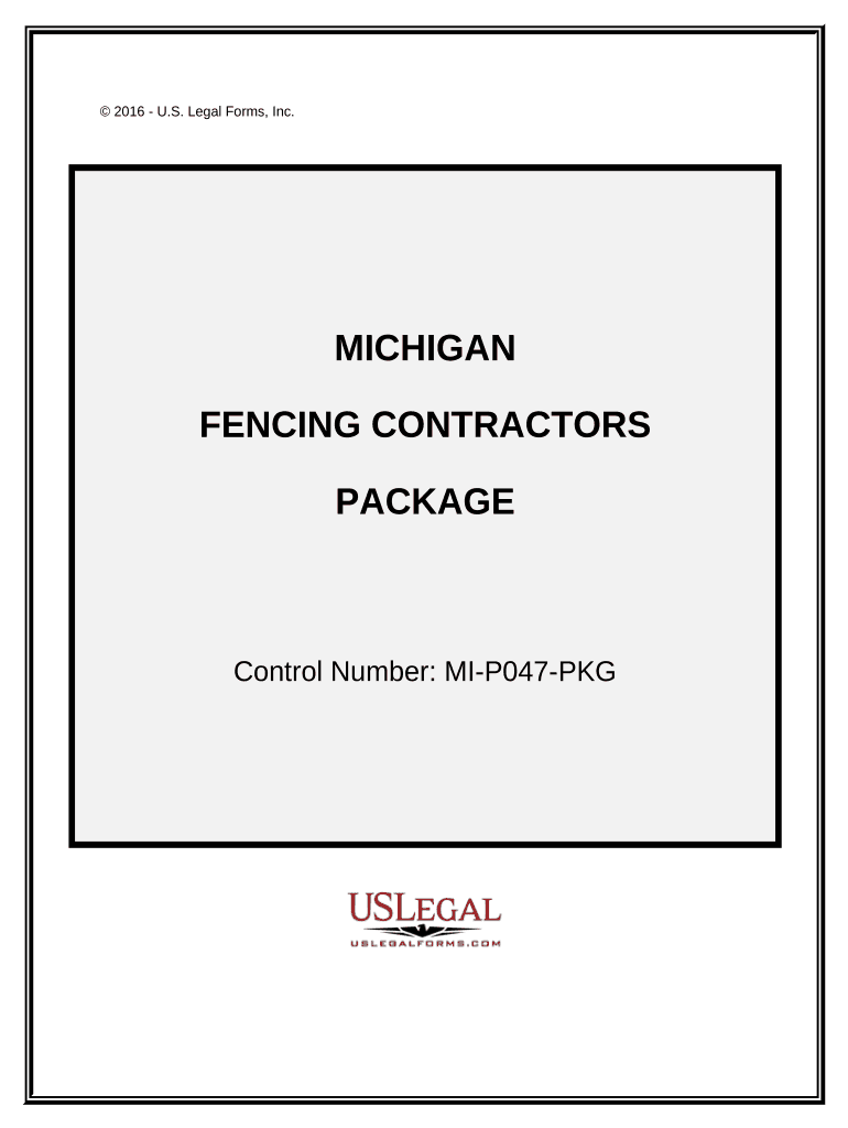 Fencing Contractor Package Michigan  Form