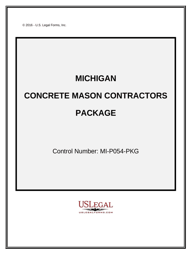 Concrete Mason Contractor Package Michigan  Form