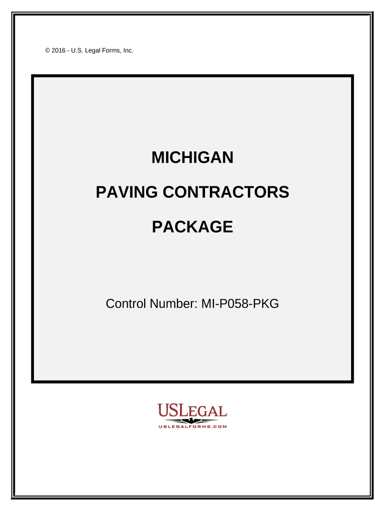 Paving Contractor Package Michigan  Form
