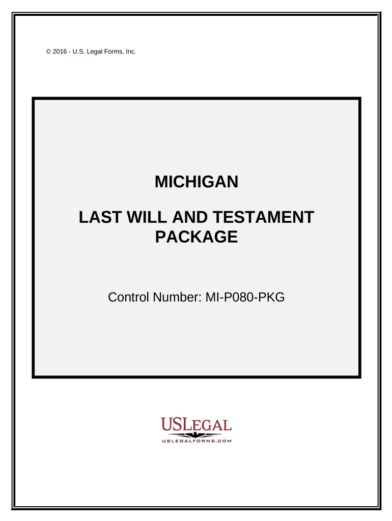 Last Will and Testament Package Michigan  Form