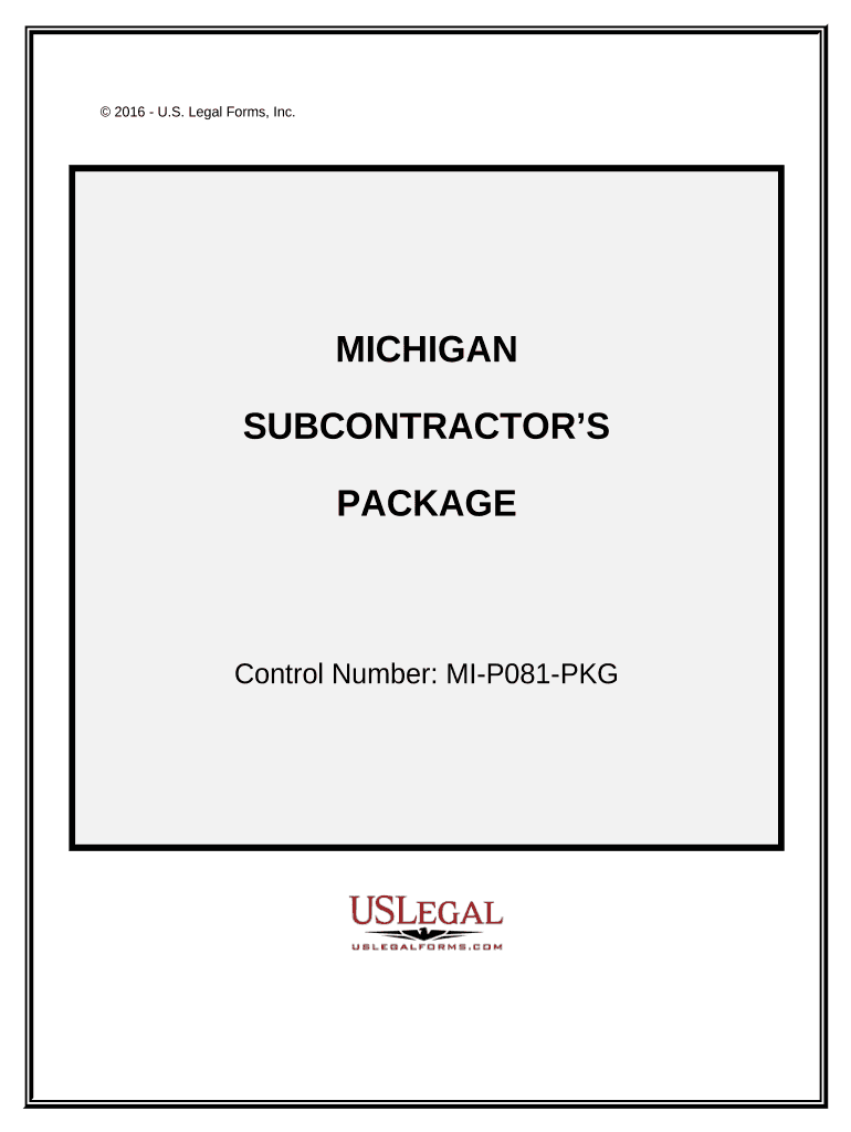 Subcontractors Package Michigan  Form