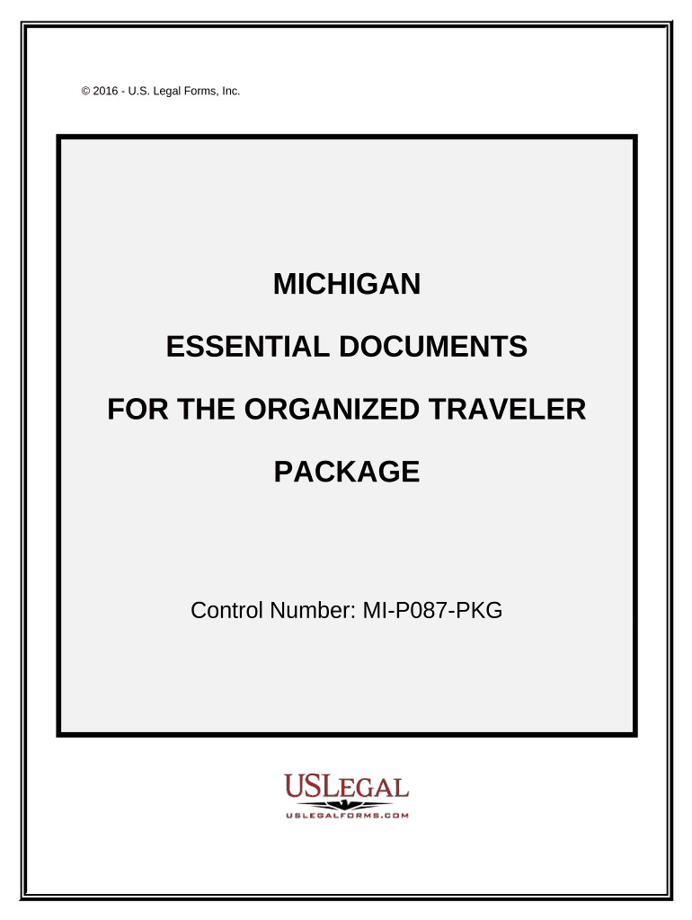 Essential Documents for the Organized Traveler Package Michigan  Form