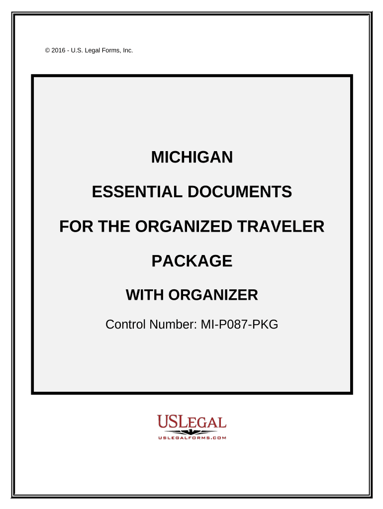 Essential Documents for the Organized Traveler Package with Personal Organizer Michigan  Form