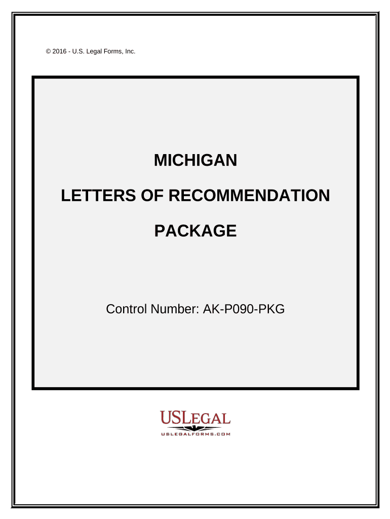Letters of Recommendation Package Michigan  Form